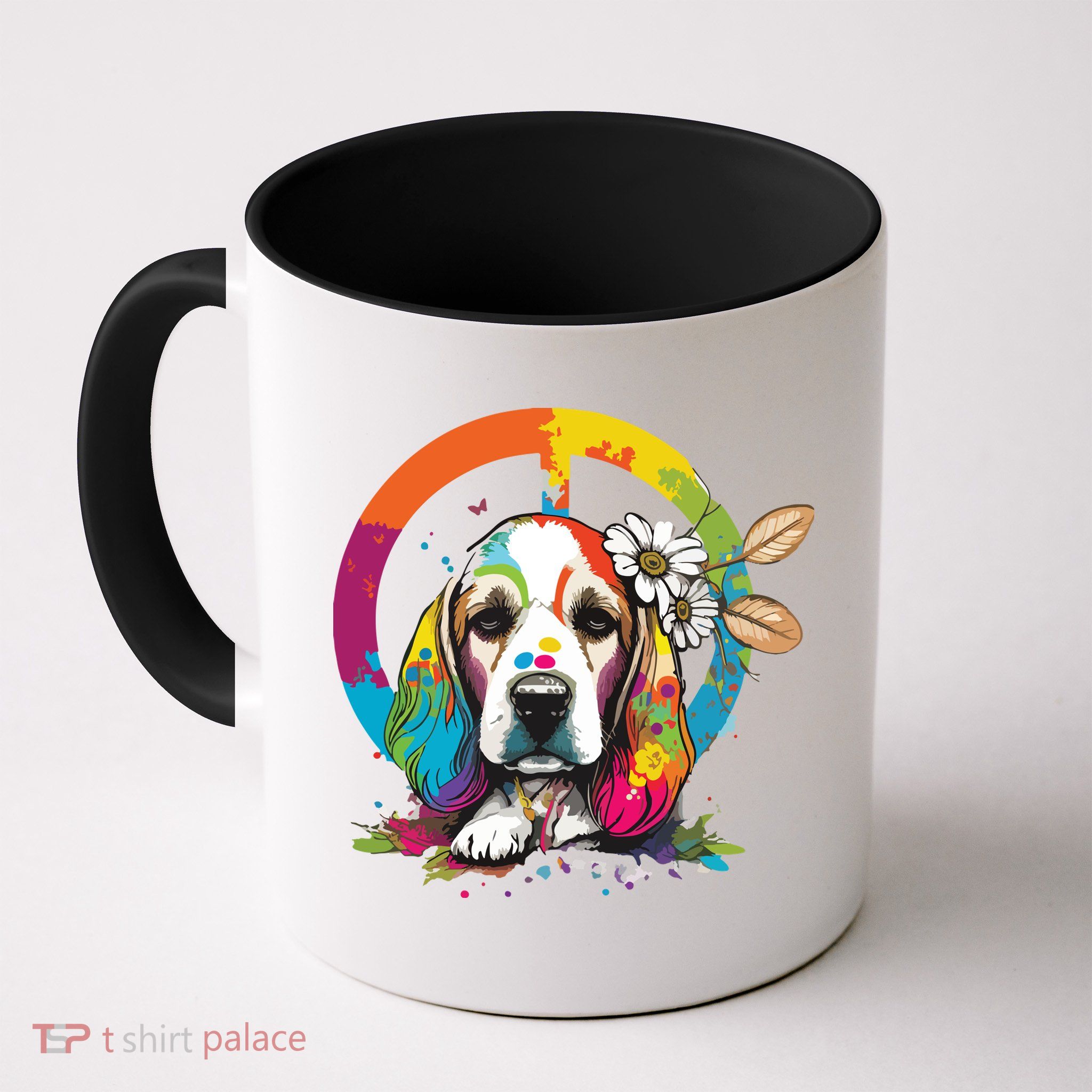 Funny Beagle Dog Hippie Mug