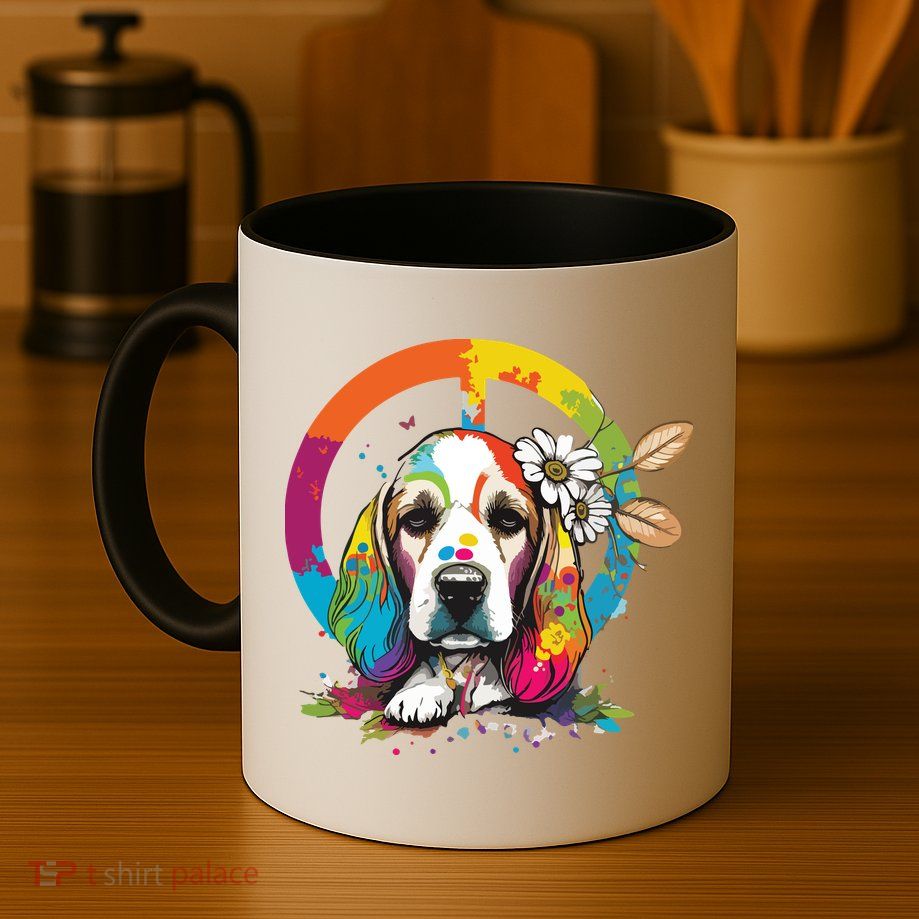 Funny Beagle Dog Hippie Mug