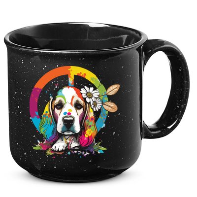 Funny Beagle Dog Hippie 15oz Campfire Ceramic Mug