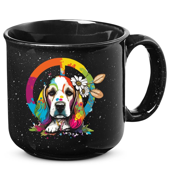 Funny Beagle Dog Hippie 15oz Campfire Ceramic Mug