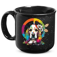 Funny Beagle Dog Hippie 15oz Campfire Ceramic Mug