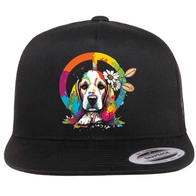 Funny Beagle Dog Hippie Flatbill Hat