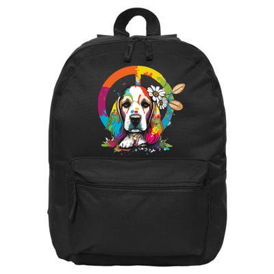 Funny Beagle Dog Hippie 16 in Basic Backpack