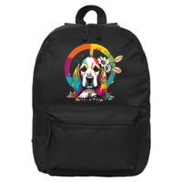 Funny Beagle Dog Hippie 16 in Basic Backpack