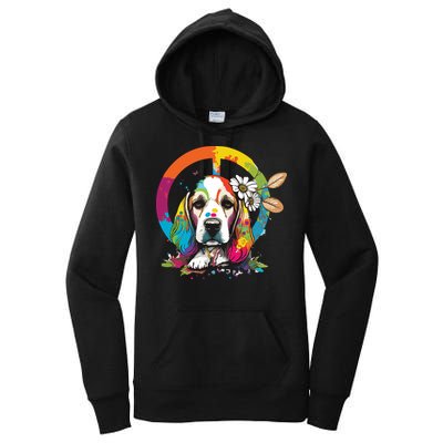 Funny Beagle Dog Hippie Women's Pullover Hoodie