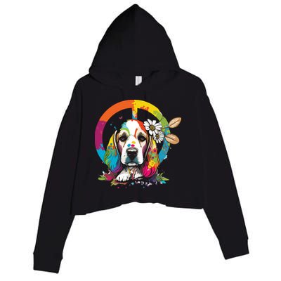 Funny Beagle Dog Hippie Crop Fleece Hoodie