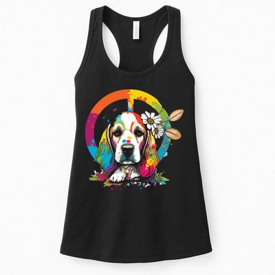 Funny Beagle Dog Hippie Womens Tank Top