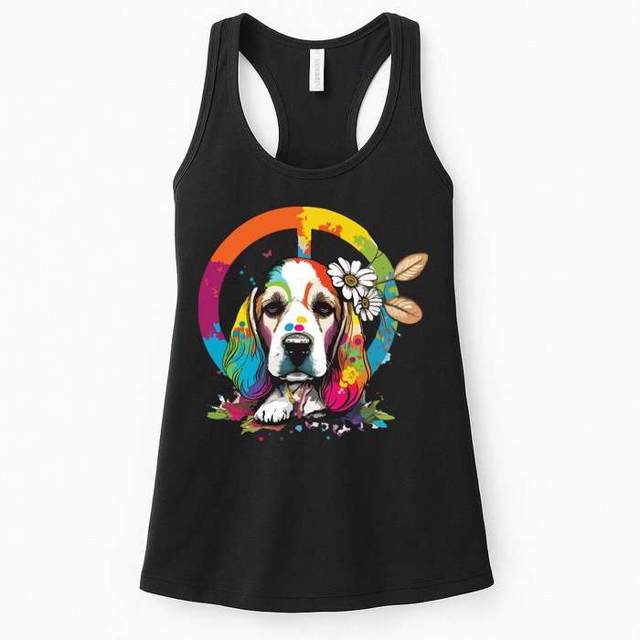 Funny Beagle Dog Hippie Womens Tank Top