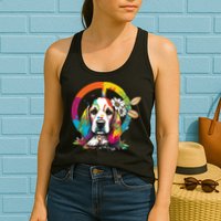 Funny Beagle Dog Hippie Womens Tank Top