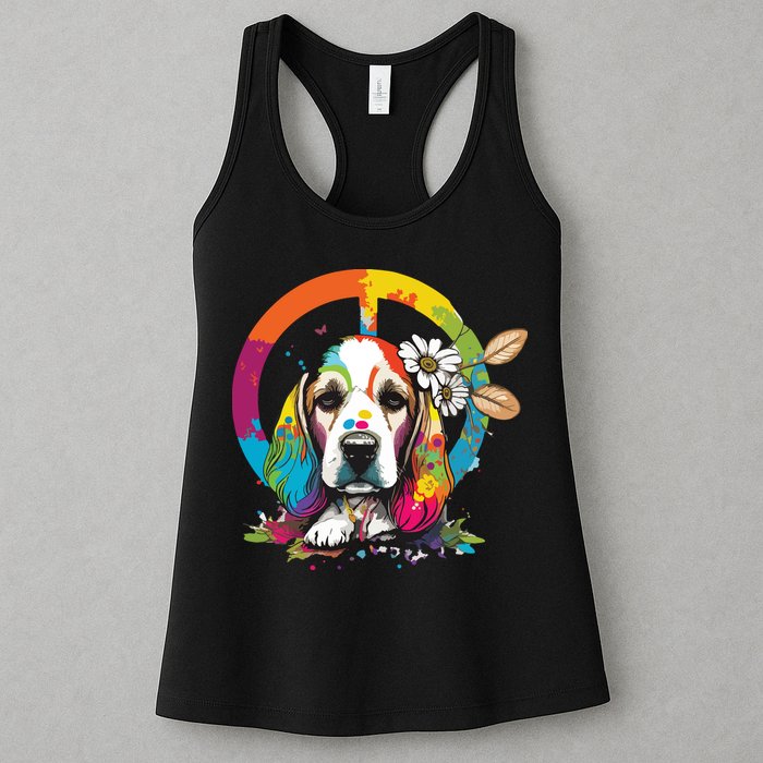 Funny Beagle Dog Hippie Womens Tank Top