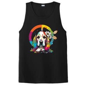 Funny Beagle Dog Hippie PosiCharge Competitor Tank