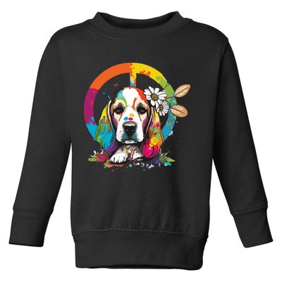 Funny Beagle Dog Hippie Toddler Sweatshirt