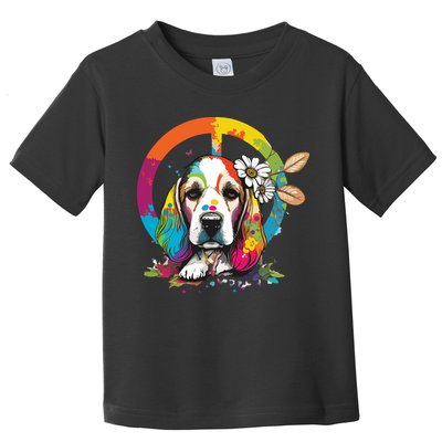 Funny Beagle Dog Hippie Toddler T-Shirt