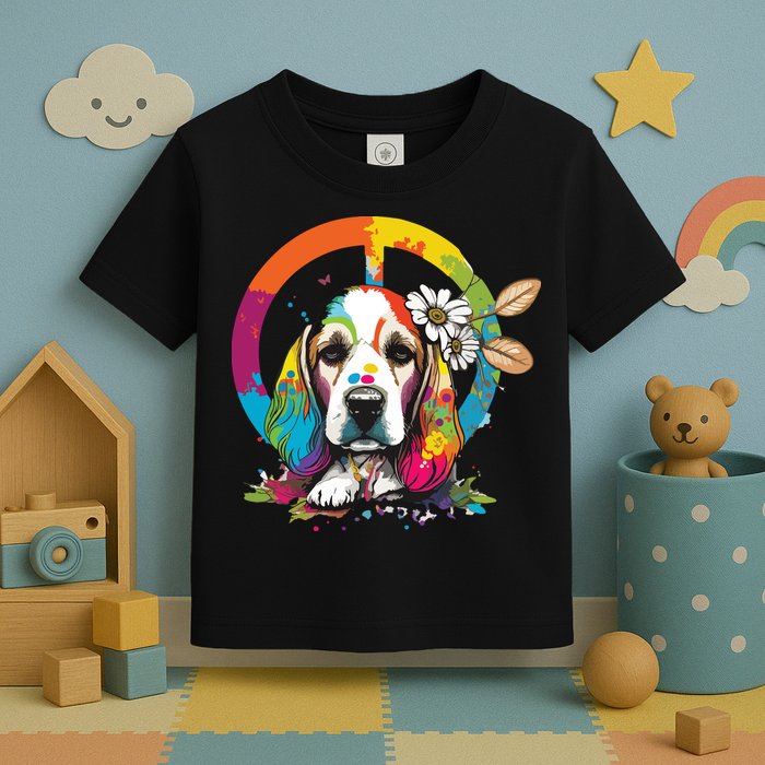 Funny Beagle Dog Hippie Toddler T-Shirt