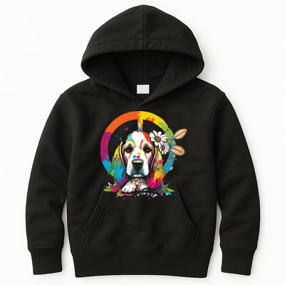 Funny Beagle Dog Hippie Kids Hoodie