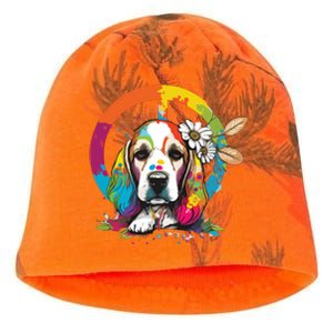 Funny Beagle Dog Hippie Kati - Camo Knit Beanie