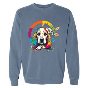 Funny Beagle Dog Hippie Garment-Dyed Sweatshirt