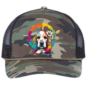 Funny Beagle Dog Hippie Retro Rope Trucker Hat Cap