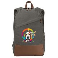 Funny Beagle Dog Hippie Cotton Canvas Backpack