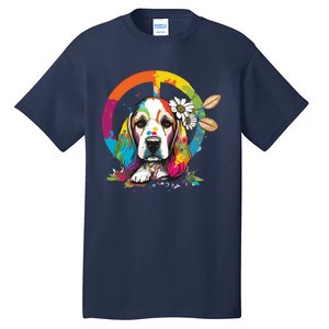 Funny Beagle Dog Hippie Tall T-Shirt