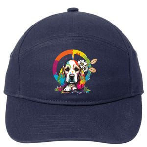 Funny Beagle Dog Hippie 7-Panel Snapback Hat