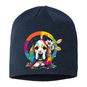 Funny Beagle Dog Hippie Sustainable Beanie