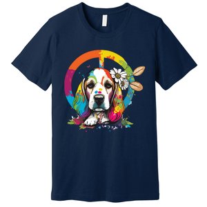 Funny Beagle Dog Hippie Premium T-Shirt