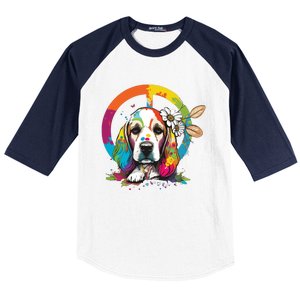 Funny Beagle Dog Hippie Baseball Sleeve Shirt