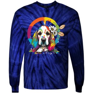 Funny Beagle Dog Hippie Tie-Dye Long Sleeve Shirt