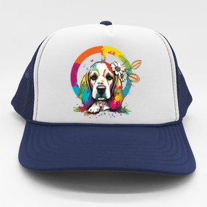 Funny Beagle Dog Hippie Trucker Hat