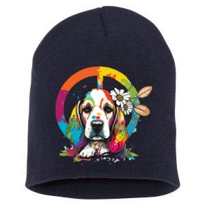 Funny Beagle Dog Hippie Short Acrylic Beanie