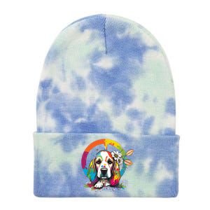 Funny Beagle Dog Hippie Tie Dye 12in Knit Beanie