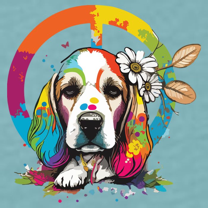 Funny Beagle Dog Hippie Sueded Cloud Jersey T-Shirt