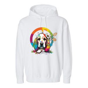 Funny Beagle Dog Hippie Garment-Dyed Fleece Hoodie