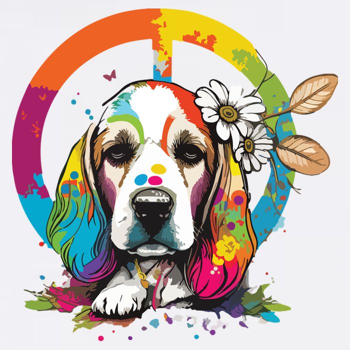 Funny Beagle Dog Hippie Garment-Dyed Sweatshirt