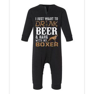 Funny Boxer Dad Funny Fathers Day Dog Lover Gift Beer Tee Infant Fleece One Piece