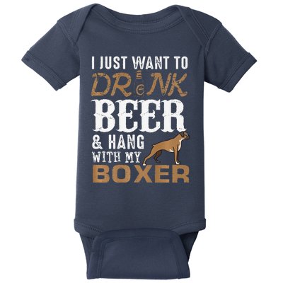 Funny Boxer Dad Funny Fathers Day Dog Lover Gift Beer Tee Baby Bodysuit