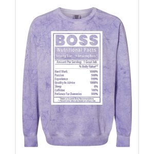 Funny Bosss Day Nutritional Facts Employee Appreciation Colorblast Crewneck Sweatshirt