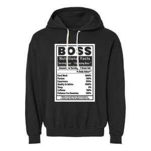 Funny Bosss Day Nutritional Facts Employee Appreciation Garment-Dyed Fleece Hoodie