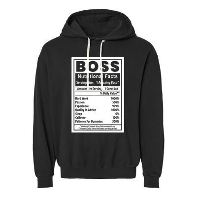 Funny Bosss Day Nutritional Facts Employee Appreciation Garment-Dyed Fleece Hoodie