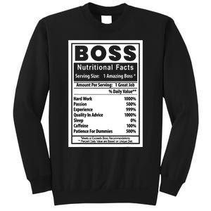 Funny Bosss Day Nutritional Facts Employee Appreciation Sweatshirt