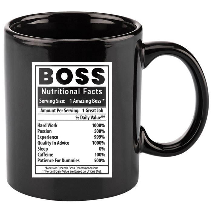 Funny Bosss Day Nutritional Facts Employee Appreciation 11oz C Handle Ceramic Mug