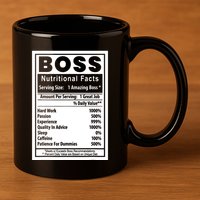 Funny Bosss Day Nutritional Facts Employee Appreciation 11oz C Handle Ceramic Mug