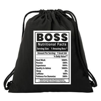 Funny Bosss Day Nutritional Facts Employee Appreciation Drawstring Bag