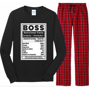 Funny Bosss Day Nutritional Facts Employee Appreciation Long Sleeve Pajama Set