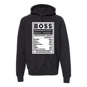 Funny Bosss Day Nutritional Facts Employee Appreciation Premium Hoodie