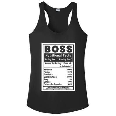 Funny Bosss Day Nutritional Facts Employee Appreciation Ladies PosiCharge Competitor Racerback Tank