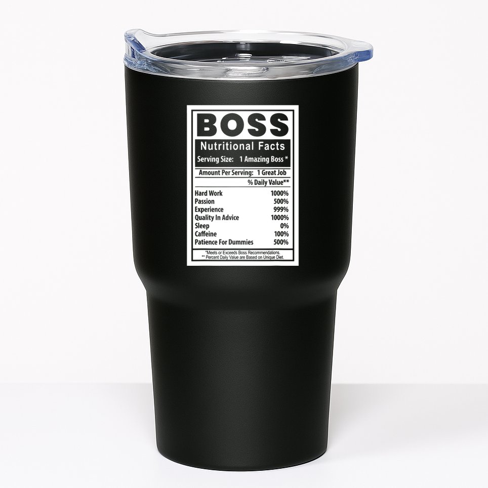 Funny Bosss Day Nutritional Facts Employee Appreciation Tumbler