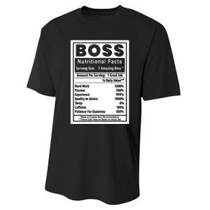 Funny Bosss Day Nutritional Facts Employee Appreciation Performance Sprint T-Shirt