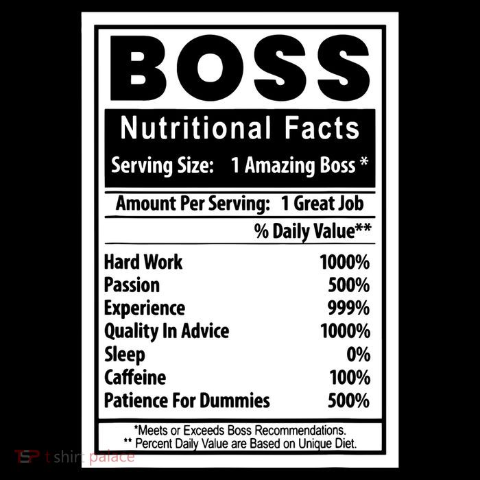 Funny Bosss Day Nutritional Facts Employee Appreciation Premium T-Shirt